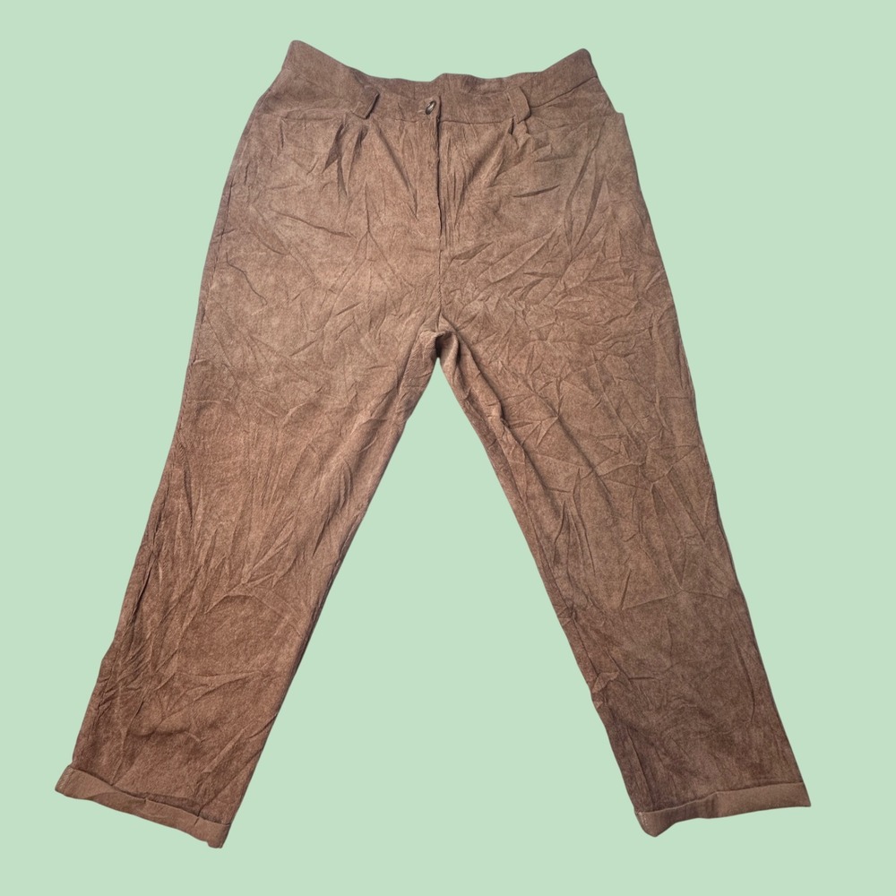 SHEIN Pants Mens 2XL Brown Corduroy Tapered Cuffed Straight Leg 6123371